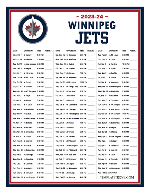 Winnipeg Jets 2023-24 Printable Schedule - Mountain Times