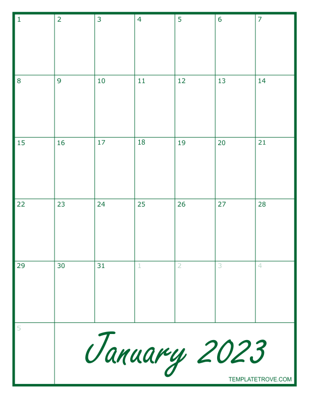 Blank calendar 2023 2023 Calendar