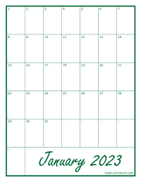 2023 Blank Monthly Calendar - Green
