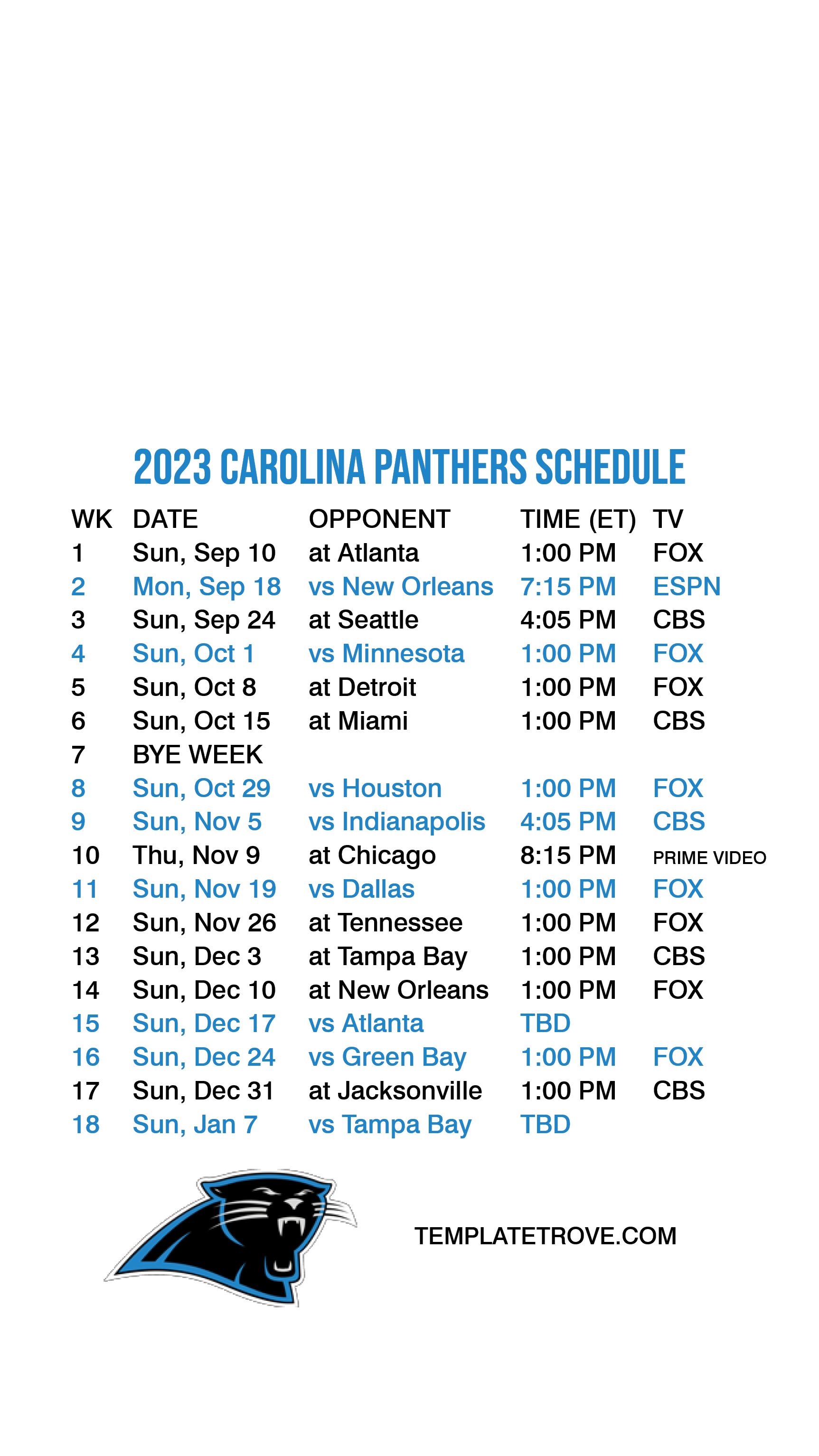 Carolina Panthers 2024 2024 Schedule Dacey Krystalle