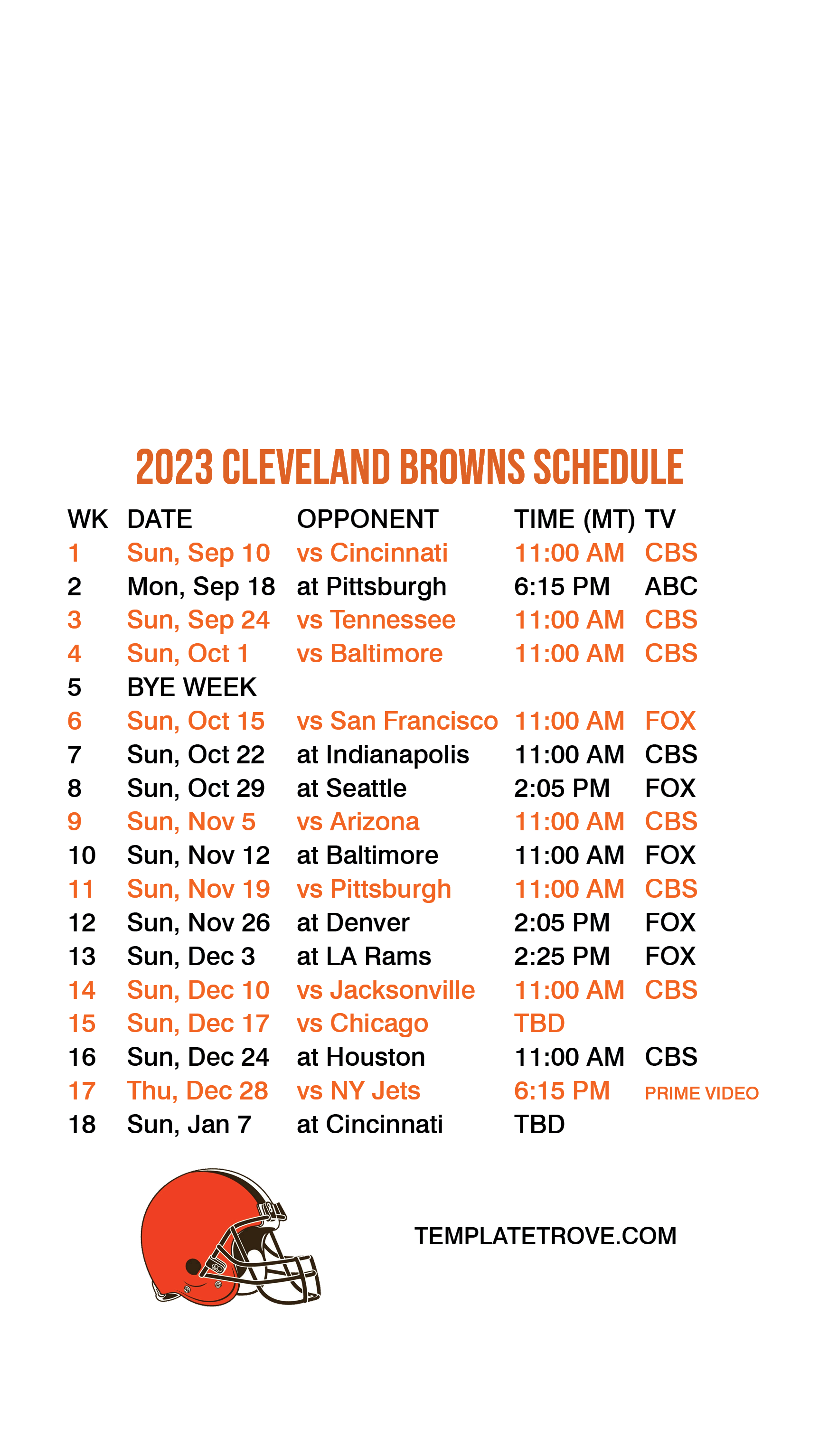 20232024 Cleveland Browns Lock Screen Schedule for iPhone 678 Plus