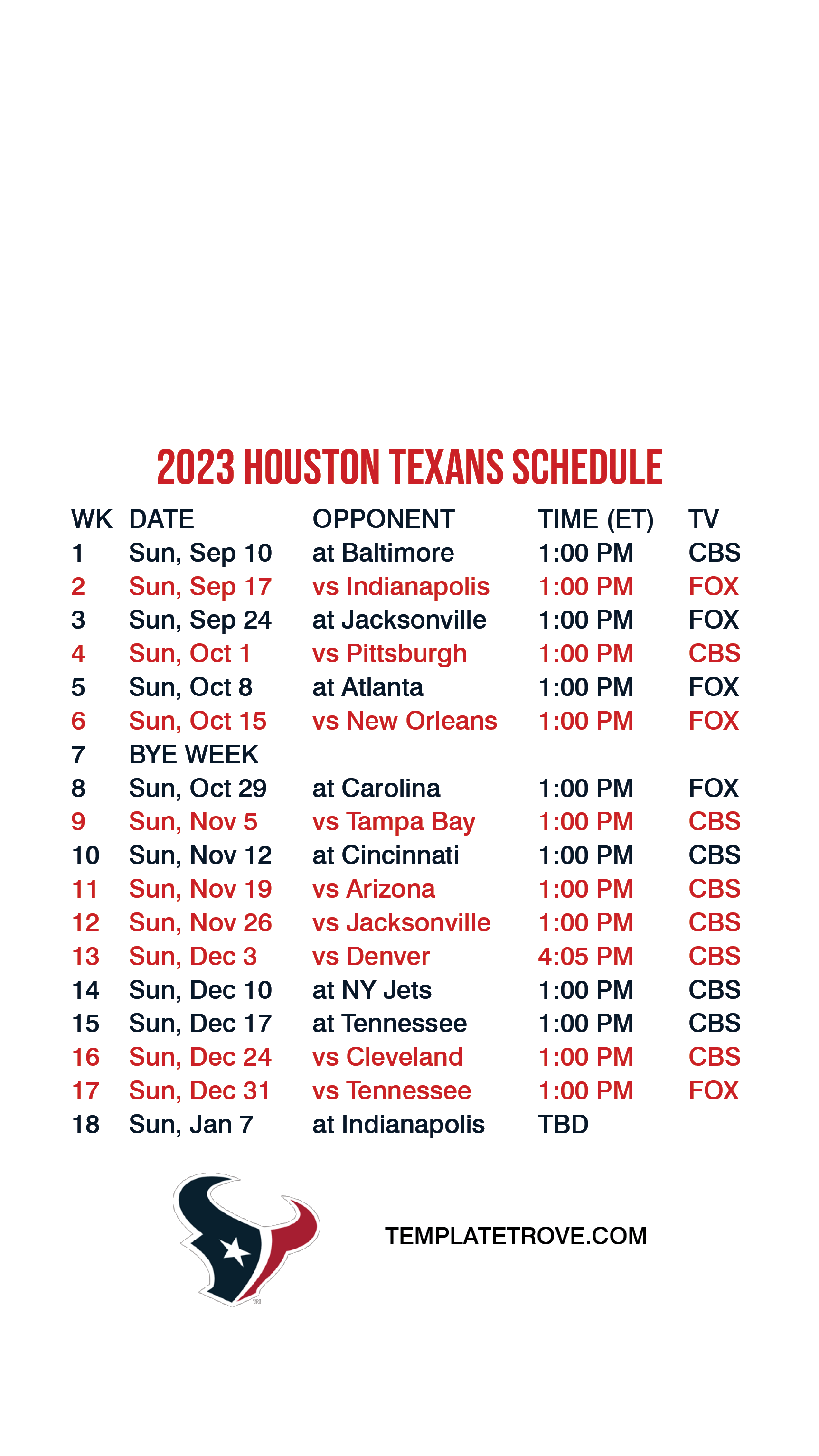 20232024 Houston Texans Lock Screen Schedule for iPhone 678 Plus