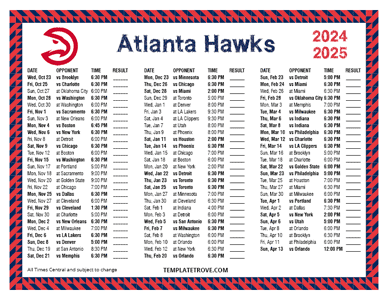 2024-25 Printable Atlanta Hawks Schedule - Central Times