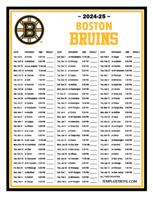 Boston Bruins 2024-25 Printable Schedule - Mountain Times