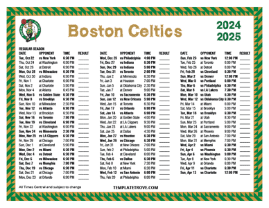 2024-25 Printable Boston Celtics Schedule - Central Times