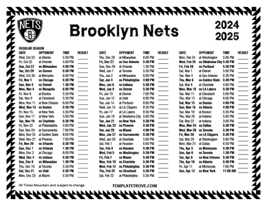 Brooklyn Nets 2024-25 Printable Schedule - Mountain Times