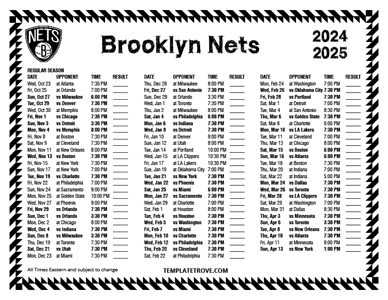 Brooklyn Nets 2024-25 Printable Schedule