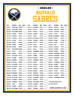 Buffalo Sabres 2024-25 Printable Schedule - Central Times