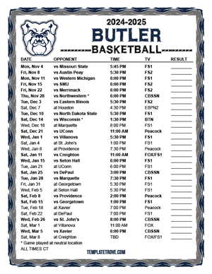 Butler Bulldogs Basketball 2024-25 Printable Schedule - Central Times