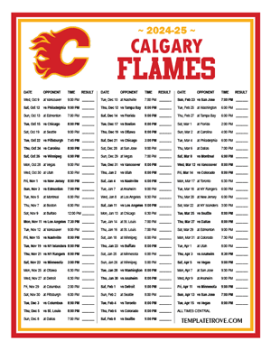 Calgary Flames 2024-25 Printable Schedule - Central Times