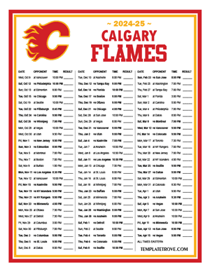 Calgary Flames 2024-25 Printable Schedule