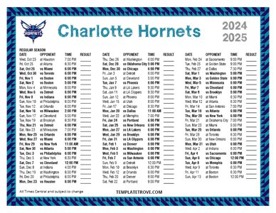 2024-25 Printable Charlotte Hornets Schedule - Central Times