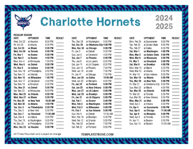 Charlotte Hornets 2024-25 Printable Schedule - Mountain Times