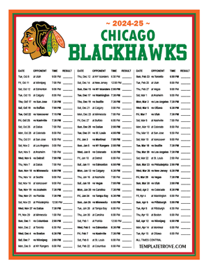 Chicago Blackhawks 2024-25 Printable Schedule - Central Times