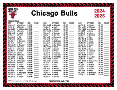 Chicago Bulls 2024-25 Printable Schedule - Mountain Times