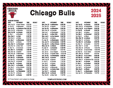 Chicago Bulls 2024-25 Printable Schedule