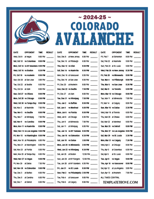 Colorado Avalanche 2024-25 Printable Schedule - Central Times