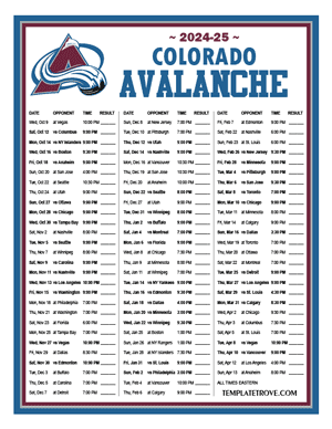 Colorado Avalanche 2024-25 Printable Schedule