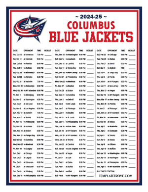 Columbus Blue Jackets 2024-25 Printable Schedule - Central Times