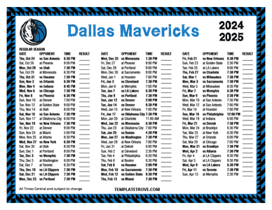 2024-25 Printable Dallas Mavericks Schedule - Central Times