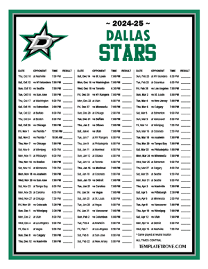 Dallas Stars 2024-25 Printable Schedule - Central Times