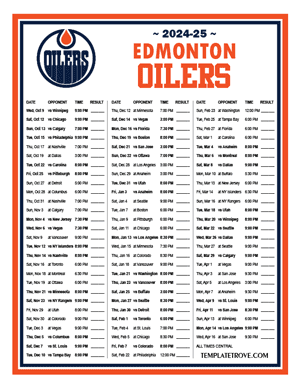 Edmonton Oilers 2024-25 Printable Schedule - Central Times