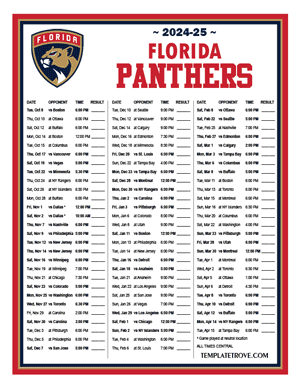 Florida Panthers 2024-25 Printable Schedule - Central Times