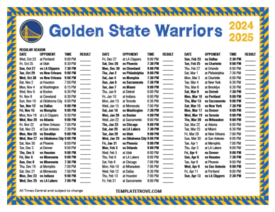 2024-25 Printable Golden State Warriors Schedule - Central Times