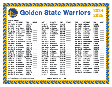 Golden State Warriors 2024-25 Printable Schedule