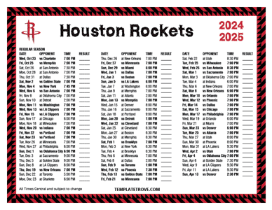 2024-25 Printable Houston Rockets Schedule - Central Times