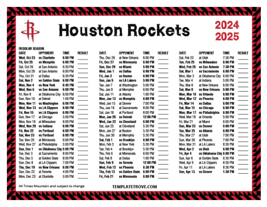 Houston Rockets 2024-25 Printable Schedule - Mountain Times