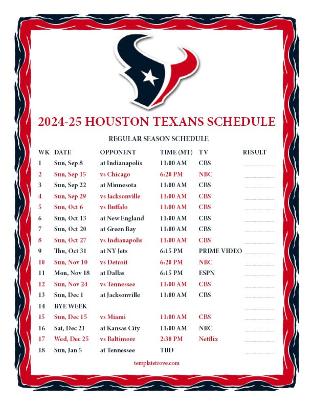 Houston Texans 2024 Home Games Rhody Cherilyn