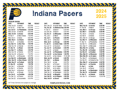 2024-25 Printable Indiana Pacers Schedule - Central Times