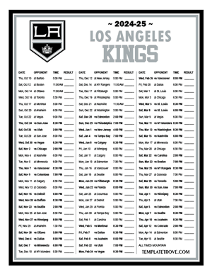 Los Angeles Kings 2024-25 Printable Schedule - Mountain Times