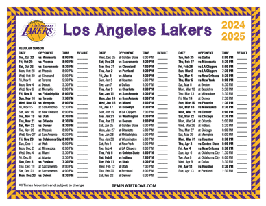 Los Angeles Lakers 2024-25 Printable Schedule - Mountain Times