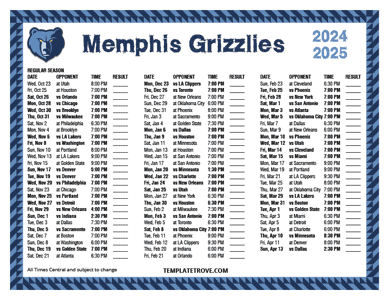 2024-25 Printable Memphis Grizzlies Schedule - Central Times