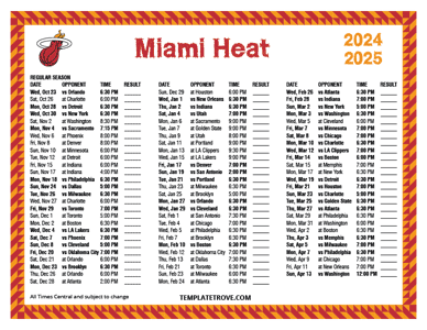 2024-25 Printable Miami Heat Schedule - Central Times