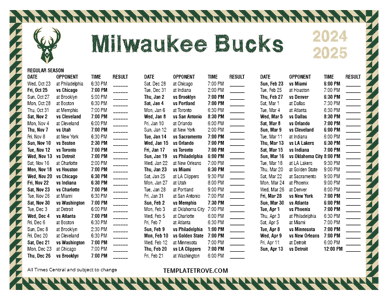 2024-25 Printable Milwaukee Bucks Schedule - Central Times