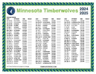 2024-25 Printable Minnesota Timberwolves Schedule - Central Times