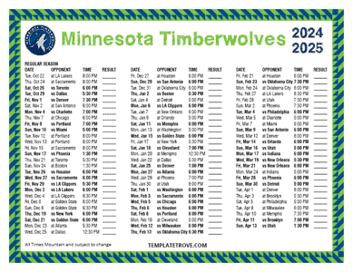 Minnesota Timberwolves 2024-25 Printable Schedule - Mountain Times