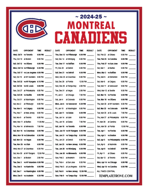 Montreal Canadiens 2024-25 Printable Schedule - Central Times