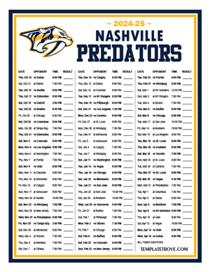 Nashville Predators 2024-25 Printable Schedule