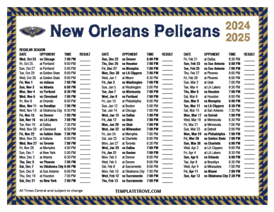 2024-25 Printable New Orleans Pelicans Schedule - Central Times