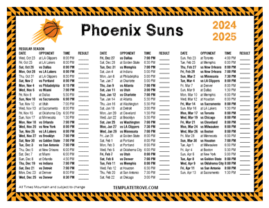 Phoenix Suns 2024-25 Printable Schedule - Mountain Times