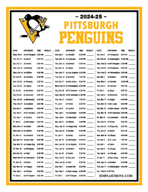 Pittsburgh Penguins 2024-25 Printable Schedule - Central Times