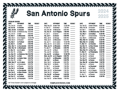 San Antonio Spurs 2024-25 Printable Schedule