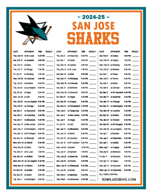 San Jose Sharks 2024-25 Printable Schedule - Central Times