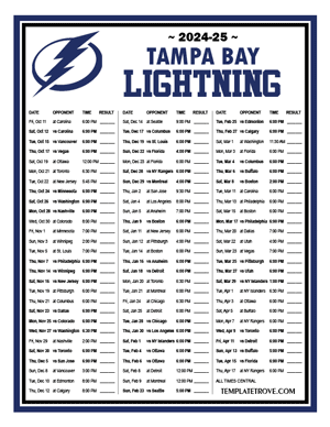 Tampa Bay Lightning 2024-25 Printable Schedule - Central Times