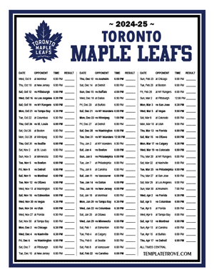 Toronto Maple Leafs 2024-25 Printable Schedule - Central Times