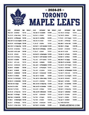 Toronto Maple Leafs 2024-25 Printable Schedule